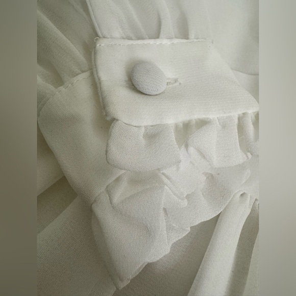 NWT Patachou Designer White Chiffon Lace Tulle Puff Sleeve Baptism Wedding Dress - Picture 16 of 16